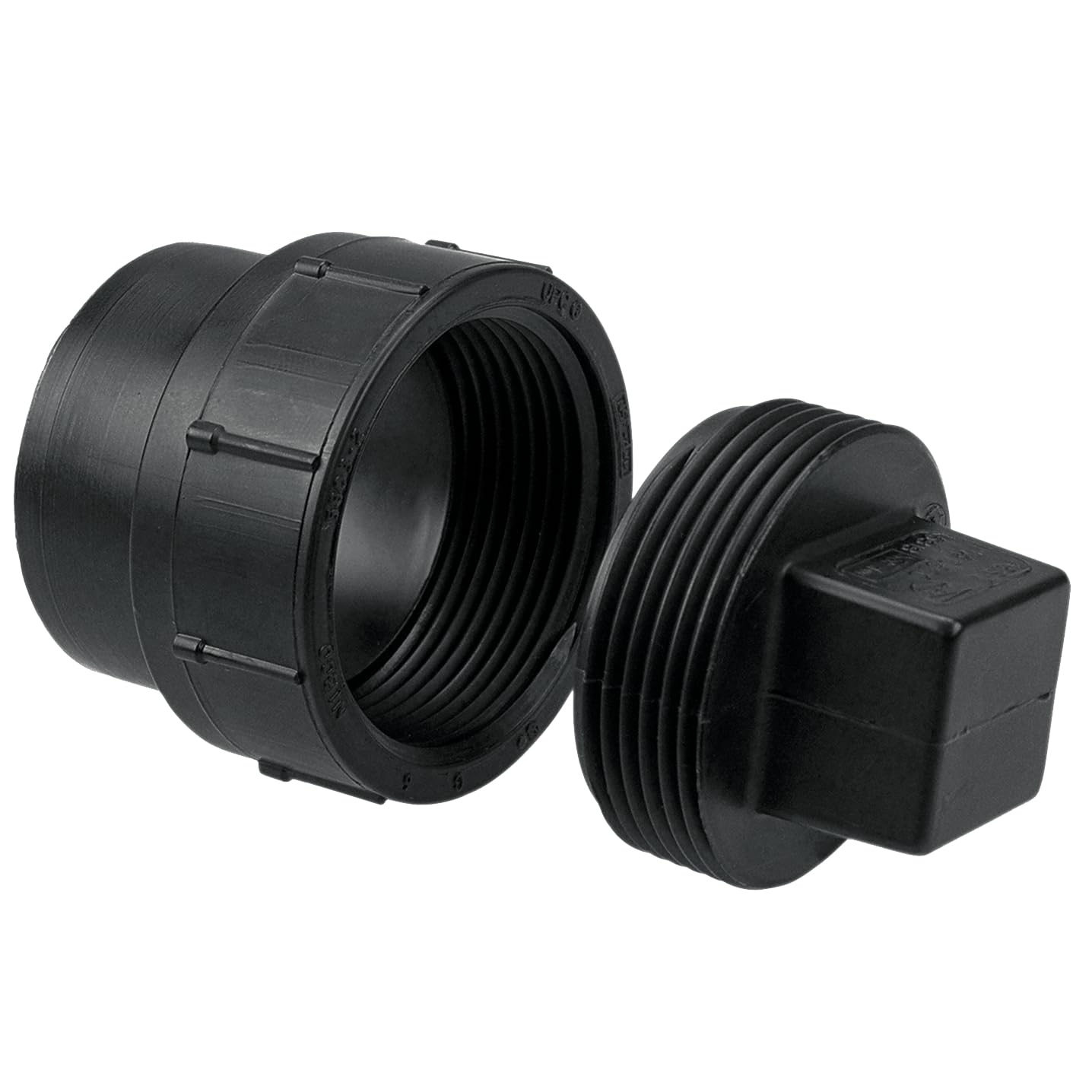 NIBCO Fig No 5816, 2 in. ABS DWV Cleanout Adapter Spigot x Cleanout with Plug, Solvent Weld