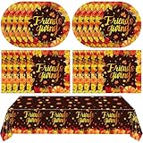 SNIMICS 41 PCS Fall theme Thanksgiving Party Supplies Kit,Happy Friendsgiving Tableware Include Dessert Plates, Napkins,Tablecloth Autumn Harvest Disposable Dinnerware For Autumn Thanksgiving Party
