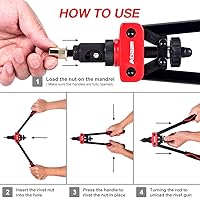 Vista 6 de AOBEN Herramienta de tuerca de remache de 14 pulgadas, kit profesional de ajuste de tuercas remachadoras manuales, ahorro de mano y diseño compacto