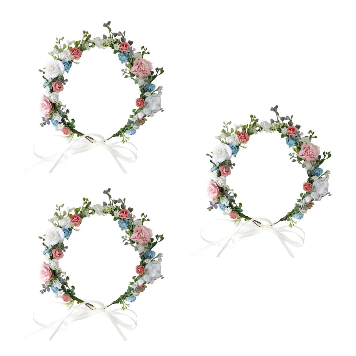 SHERCHPRY 3pezzi Flower Headband for Brides Wedding Floral Accessory for Ceremonies Parties and Photoshoots