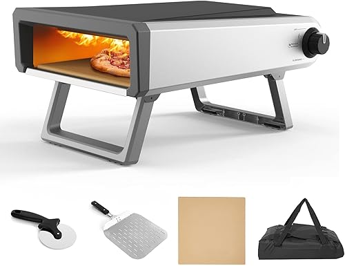 Horno de pizza al aire libre, horno de pizza de gas propano de 12 pulgadas para viajes al aire libre, camping, picnic, patio trasero, exterior,