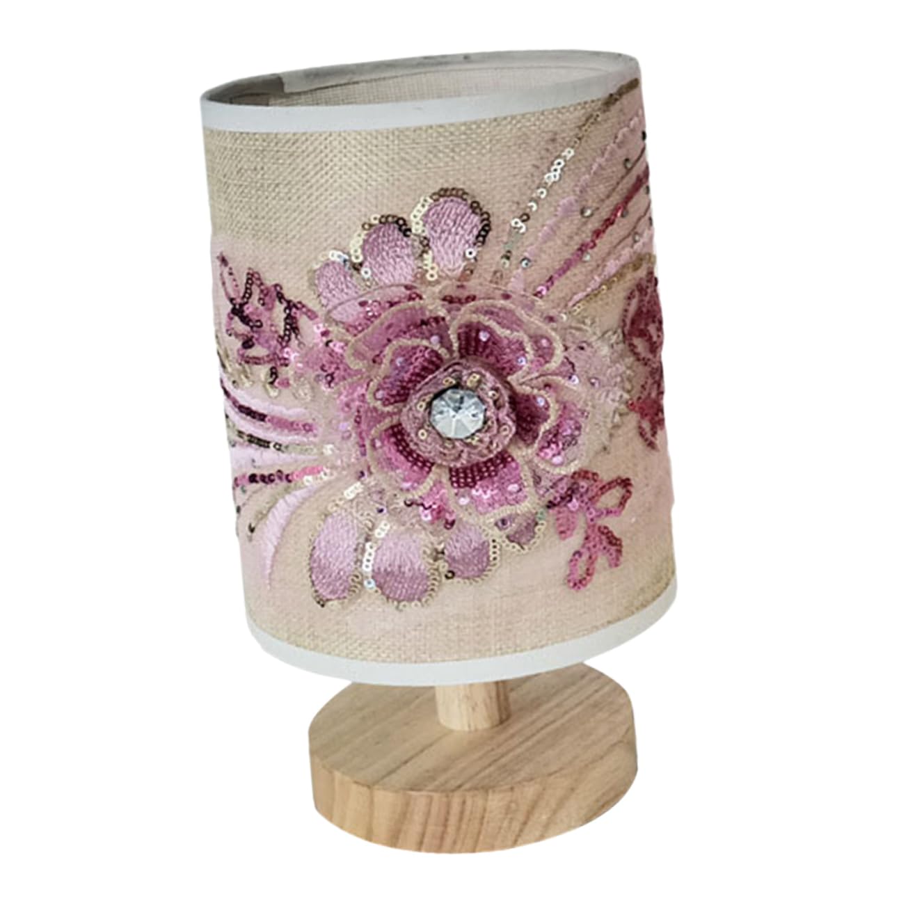 Genérico Lámpara de mesa de flores de tela bombillas de luz nocturna LED lámpara de escritorio de la casa de campo led lights lamparas led Decoración del hogar luz de escritorio madera rosa