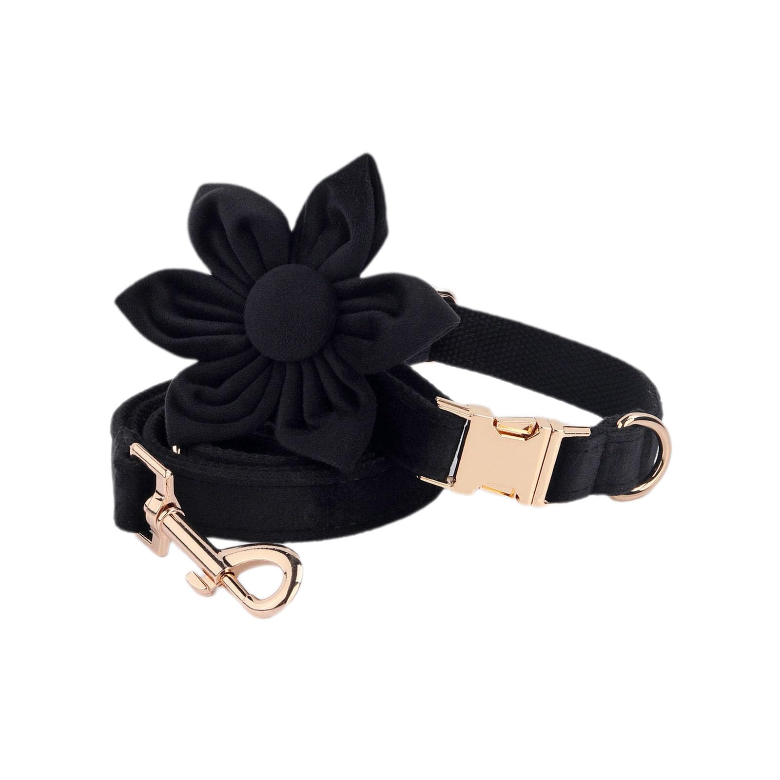 IUOUTG Lindos Collares de Perro para niña con Pajarita de Flores, Juego de Collar y Correa de Terciopelo para Perro, Collar de Perro Grande Personalizado para Perros pequeños, medianos y Grandes