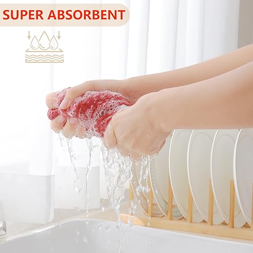 Miniatura 166 de Homaxy Trapo de cocina de 100% algodón, tejido de punto gofre, ultrasuaves, absorbentes, de secado rápido, para limpiar, 13 x 28 pulgadas, paquete
