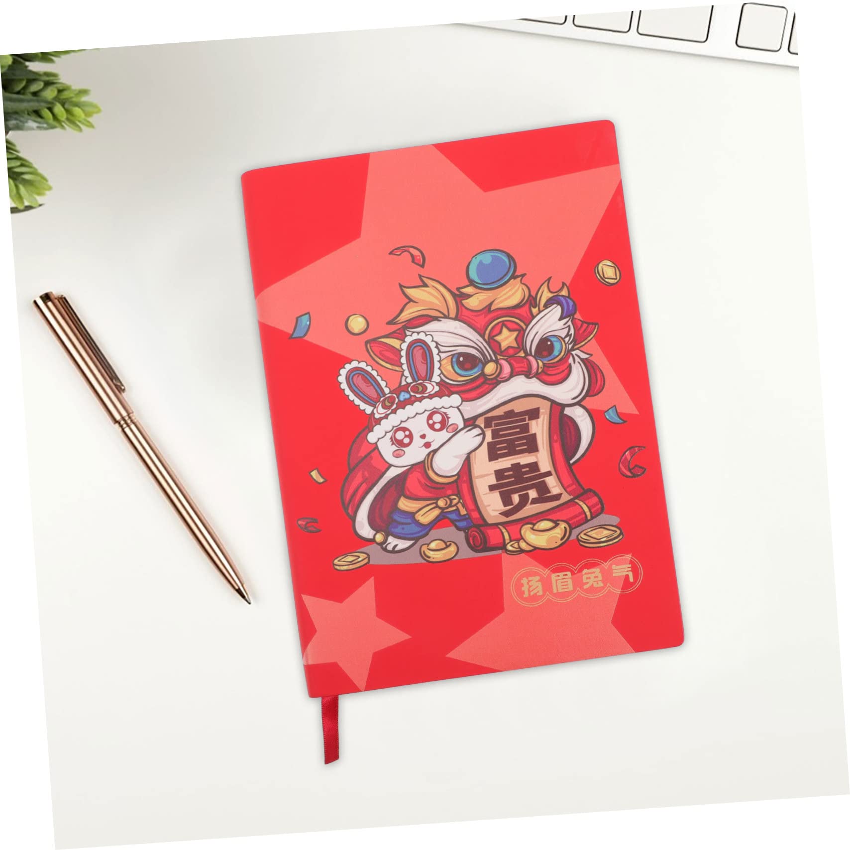 Lurrose 3Pcs Anno Del Coniglio Notebook Bunny Notepad Notebook Per Il Lavoro Novità Coniglio Decorazione Cinese io Stampa Notepad Journal In Finta Pelle