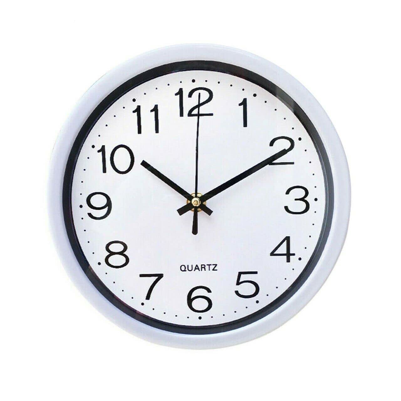 Guilty Gadgets Round Wall Clock Bedroom Kitchen Clocks Quartz Silent Non Ticking Sweep Movement Home Office Shop 20cm | White