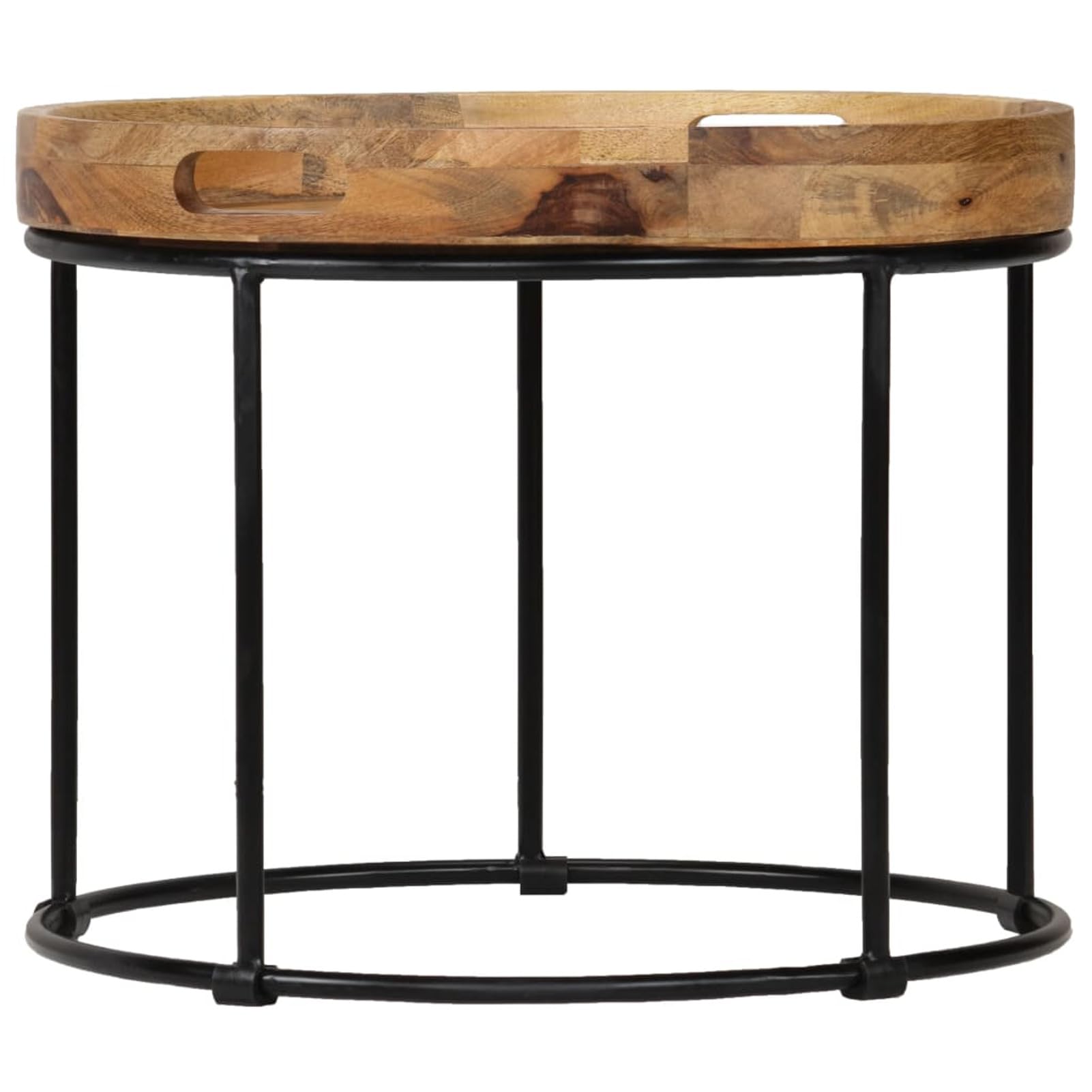Homgoday Table basse en bois massif et acier 50 x 40 cm, table d'appoint, table d'appoint pour salon, salle de réception d'invités, chambre à coucher et mobilier de bureau