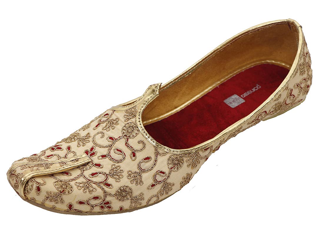 Men's Traditional Designer Embroidery Golden Wedding and Sherwani Jutti, Mojari-image-38