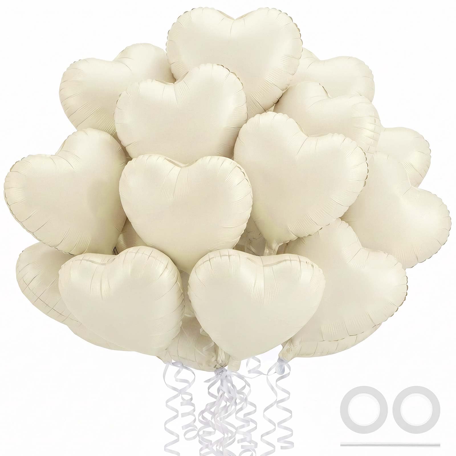 36 Pcs Cream Heart Balloons,18 Inch Heart Foil Balloons Valentine Balloon for Wedding Engagement Party Valentine Day Decorations