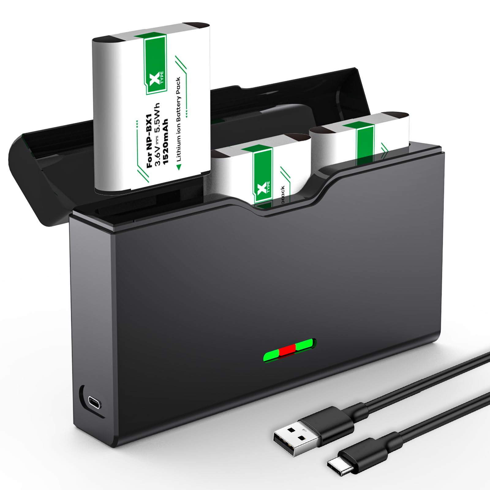 3er-Pack 1520mAh NP-BX1 Akku mit Ladegerät,Hohe Kapazität Akku für Sony NP-BX1, ZV-1, ZV-1 II, Cyber-Shot DSC-RX100, DSC-RX100 VII/VI/V/IV/III/II/VA (M7-M2), HDR-CX405, FDR-X3000, HX300