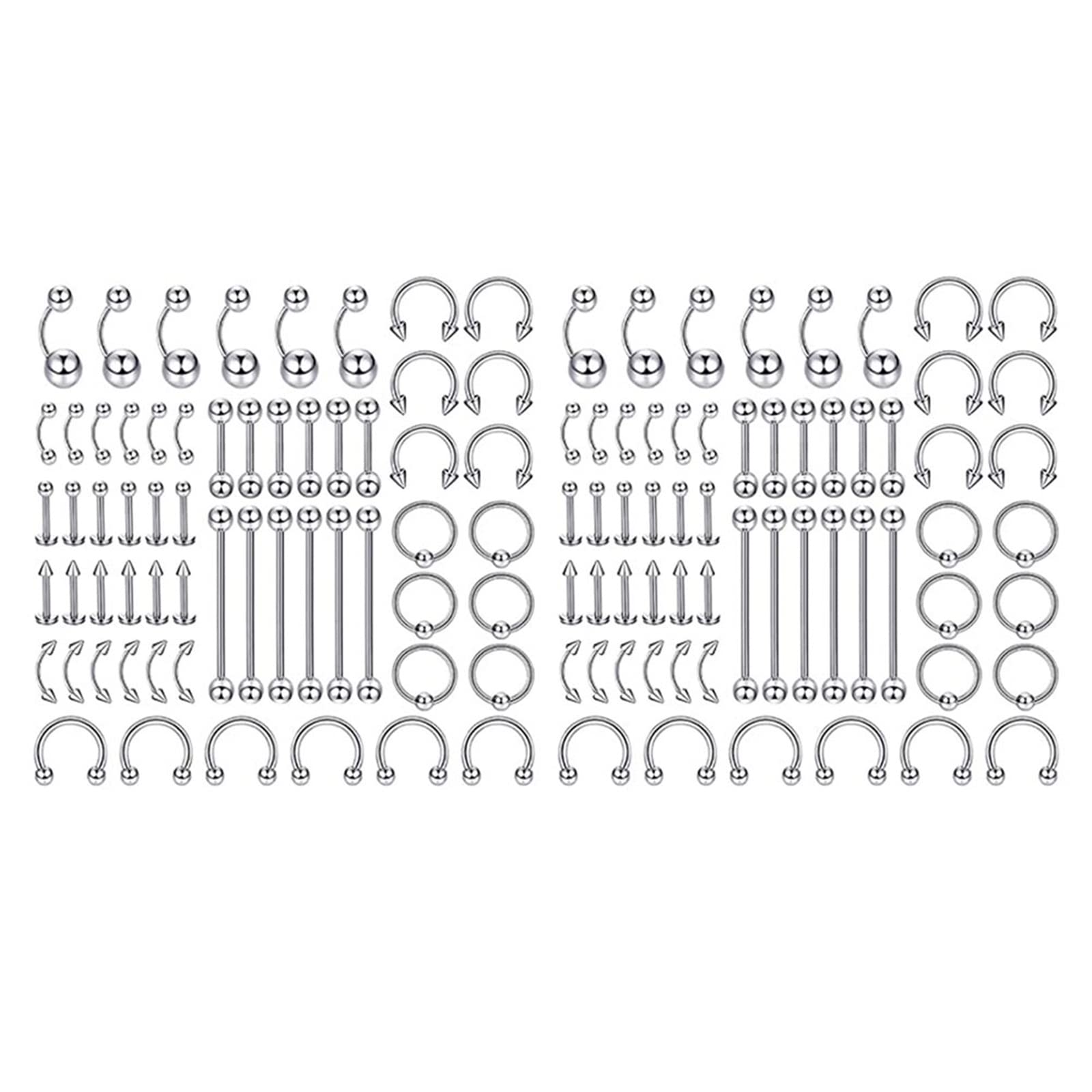 120 Stück Nasenring Edelstahl 16G Nasenringe Set Nasenstecker Poliert C Form Creolen Gerade Stab Piercing Septum Knorpel Tragus Helix Ohrringe Silber