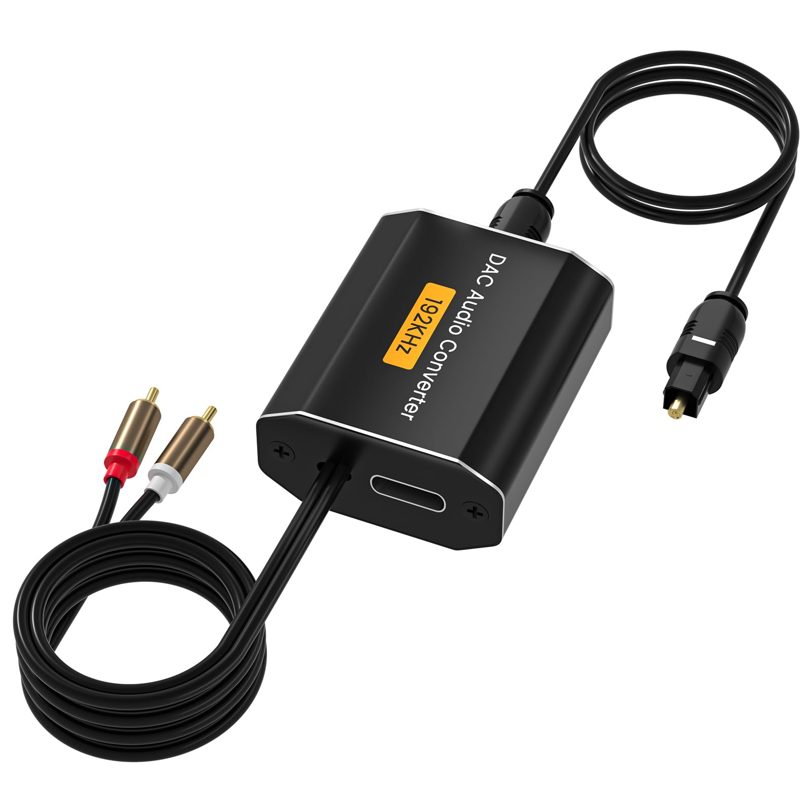 192kHz Optical to RCA Converter DAC Digital to Analog Audio Converter with Optical Cable to RCA L/R Audio Adapter for HDTV, DVD, Blu-Ray Players and Game Consoles