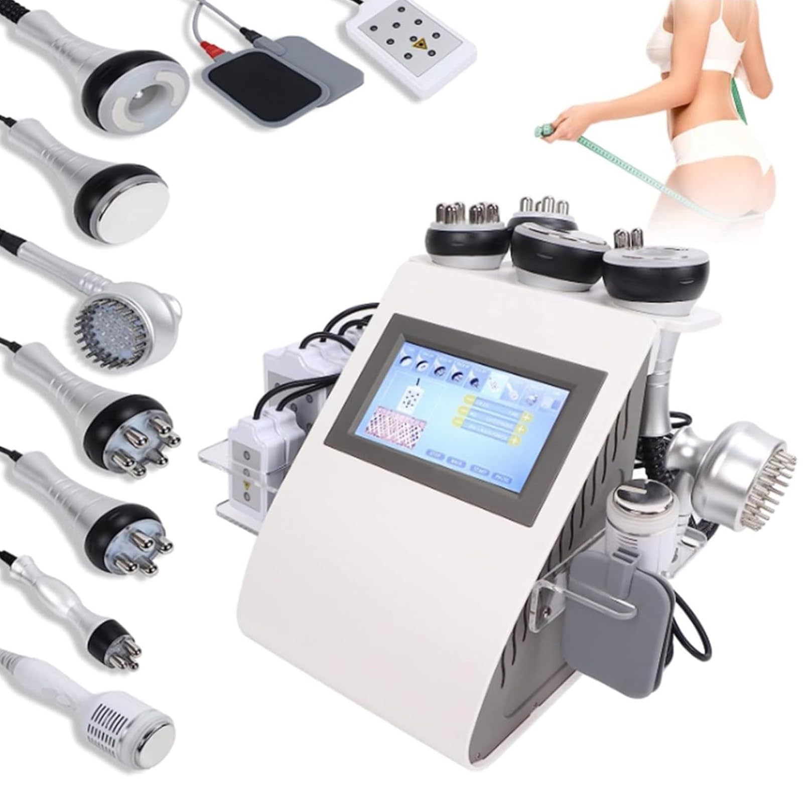 Máquina De Cavitación 9 En 1, Dispositivo De Radiofrecuencia De Cavitación 40K, Máquina De Belleza De Chorro Grasa Multipolar para Salón De Belleza Uso Doméstico