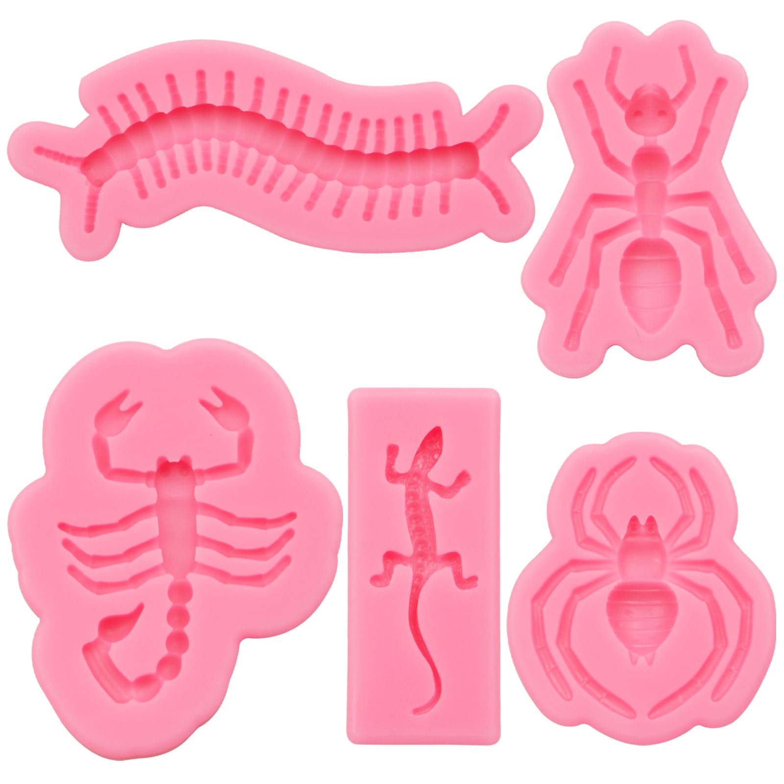 Insect Chocolate Molds, Scorpion Ant Spider Silicone Molds, Gecko Centipede Insect Prank Fondant Baking Molds for Cake Decoration Cupcake Topper Candy Sugar Craft Gum Paste Clay Resin, Set of 5 - Image 9