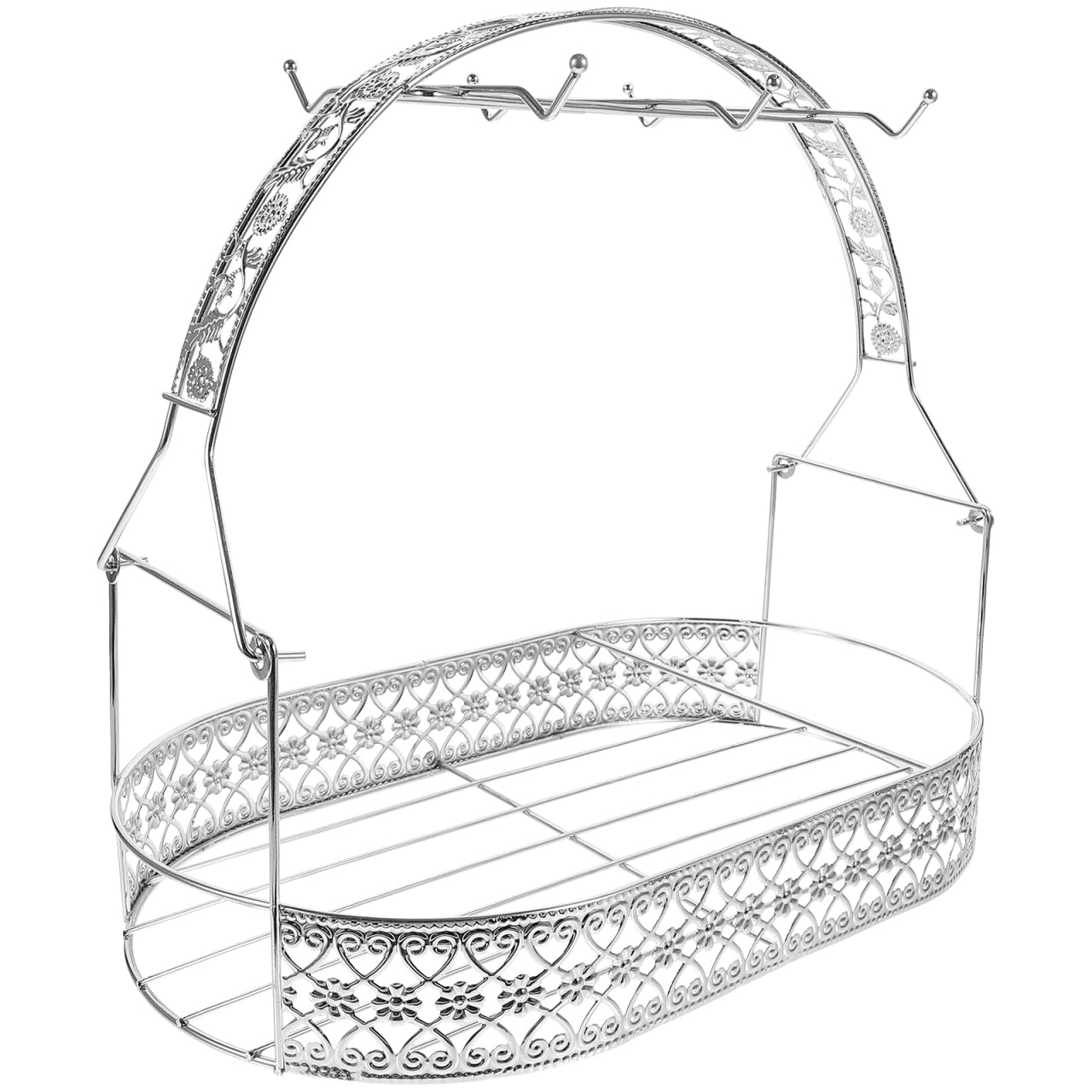 PRETYZOOM Iron Cup Holder Glass Display Shelf Cup Storage Tray Metal Organizer Shelf Mug Tree Saucer Storage Holder Black Mugs Bottle Drying Organizer Dishes Tableware Drying Rack