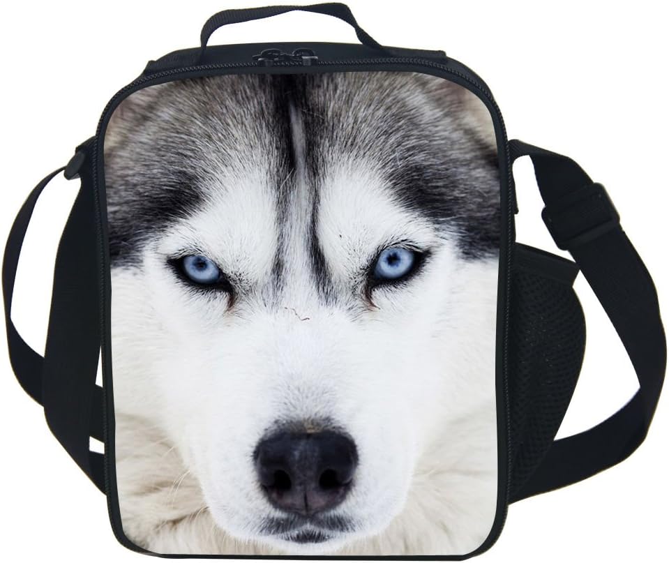 CAIWEI Animal Dinosaur Cat Shark Husky and Dolphin Insulated Lunch Box Cooler Bag (Husky 1)