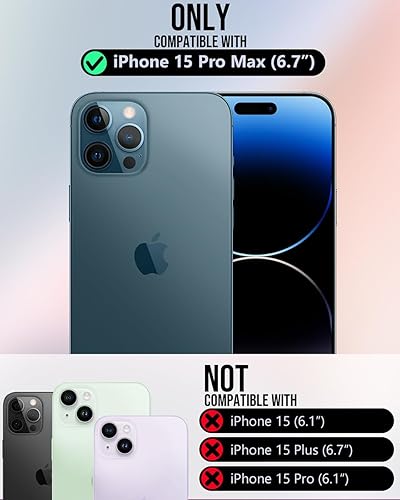 Miniatura 2 de OCASE Funda compatible con iPhone 15 Pro Max, funda tipo cartera de piel sintética con tarjeteros, bloqueo RFID, soporte a prueba de golpes, funda
