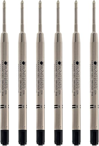 Monteverde Broad - Recambio de bolígrafo de gel para bolígrafos de gel Parker, paquete de 6, color negro (P443BK)