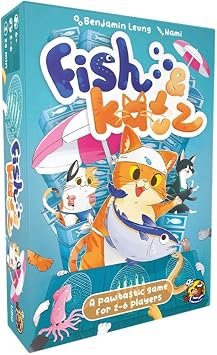 HeidelBAR Games Fish & Katz - Family Game - HeidelBAR Games, an Action-Packed Reaction Game for 2-6 Player, Including Your Very Own Cat Paw Finger-Clothing for Full Cat Authenticity, Ages 6+