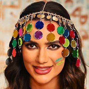 Amazon.com: Sixexey Boho Sequin Head Chain Gold Head Jewelry Egyptian Headpiece Hair Accessories ...