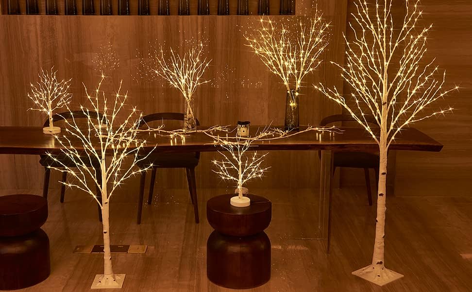 Size 32inchs  Lighted Birch Branches 32IN 100 LED with Timer Battery Operated, Artificial Tree Branch with Warm,Willow Branch Lights for Home Bedroom Fireplace Christmas Holiday Decoration