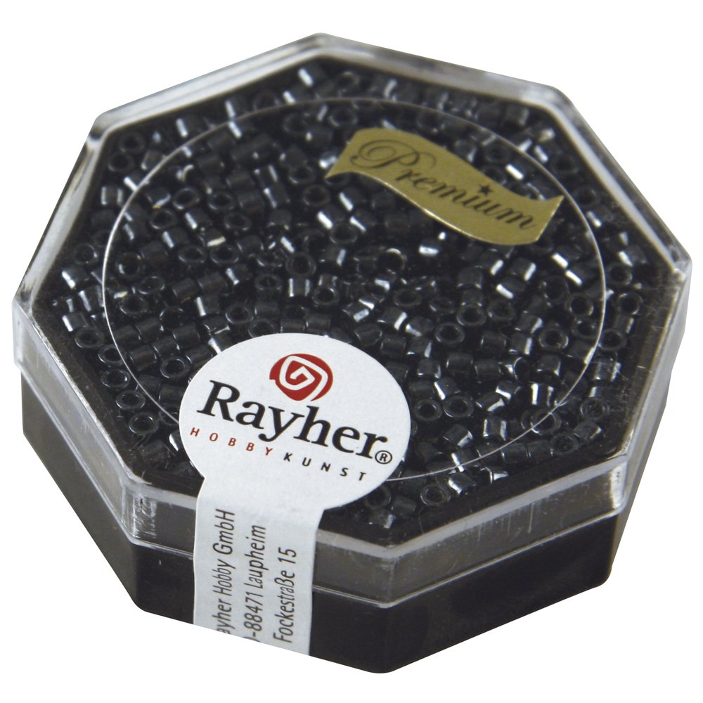 Rayher Delica Rocailles 2.2 mm Diameter Metallic, charcoal
