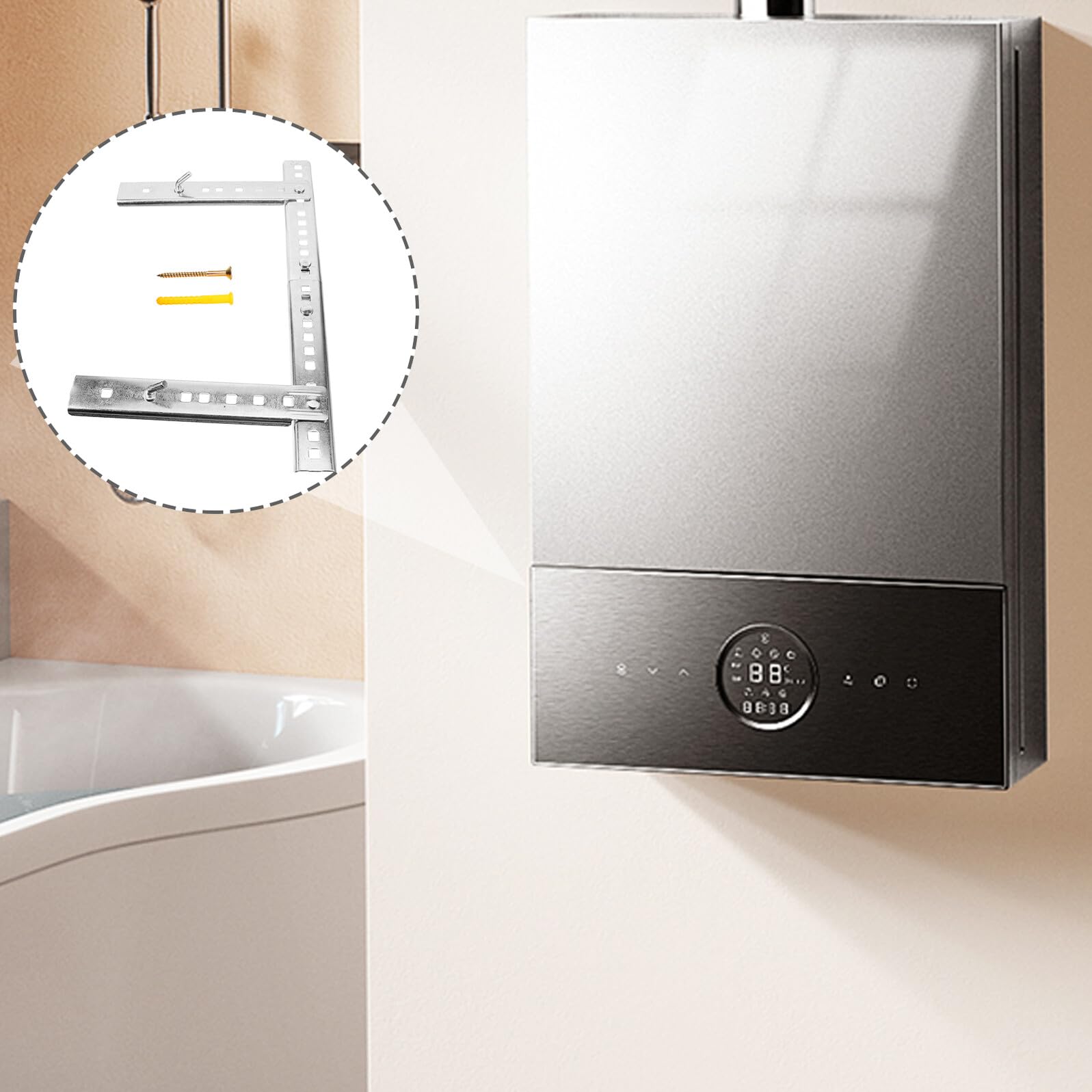 Calentador Pequeños para Eléctrico Soporte de Hierro Agua Compatible Huecas, Diseño Compacto Adecuado y Reducidos Paredes para Baños Espacios