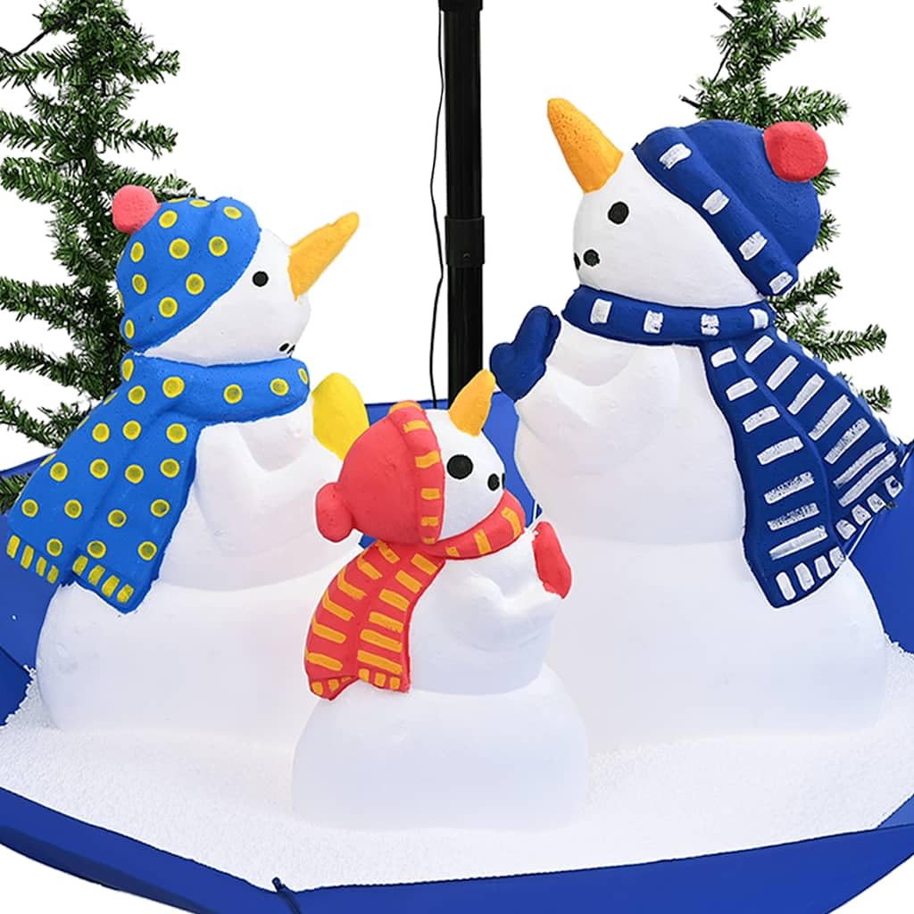 vidaXL Weihnachtsbaum mit Schnee und Schirm-Fuß Blau 170 cm PVC