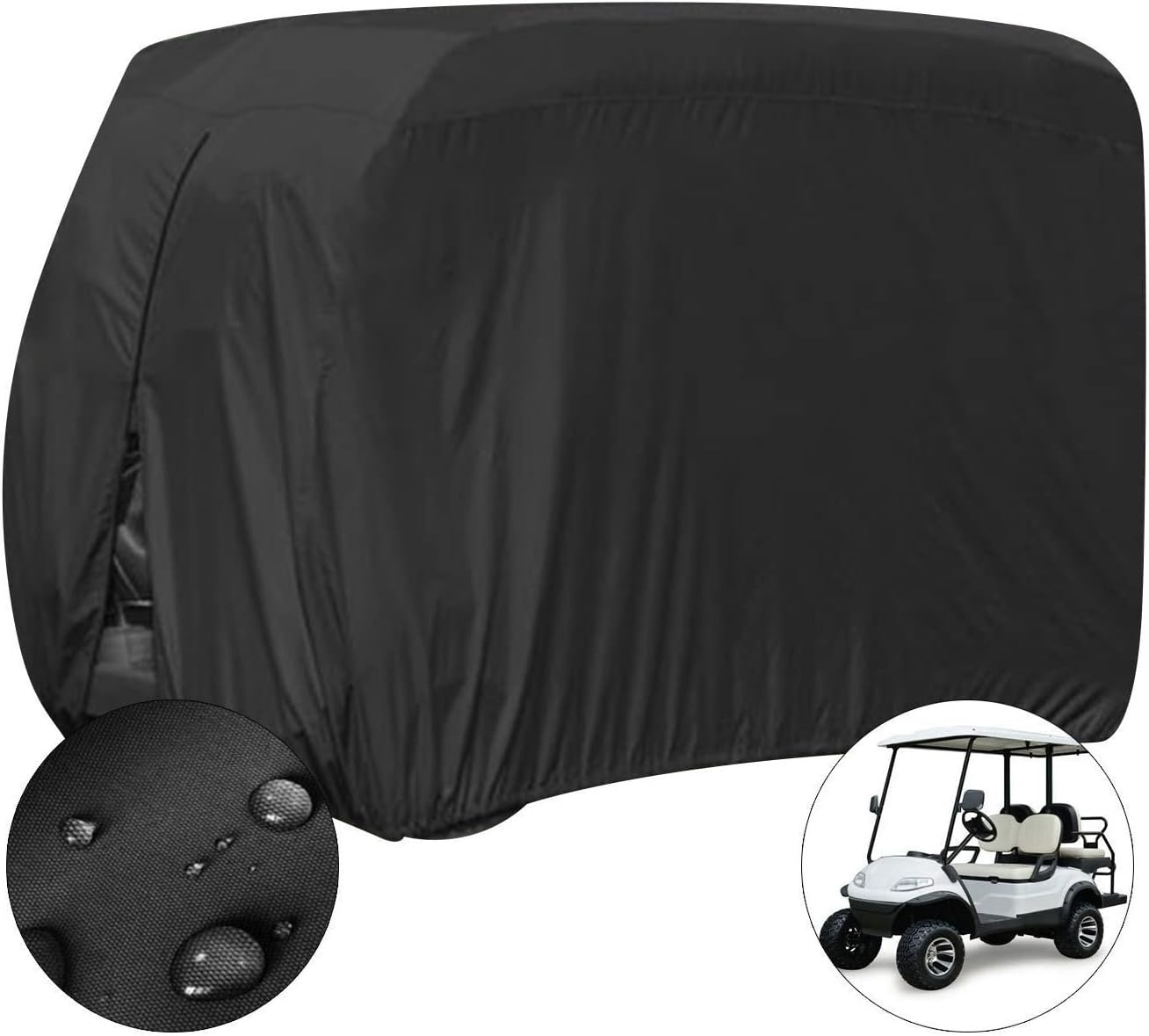 ConPus golf cart cover, Golf Cart Cover ,For EZGO Club Car and Yamaha, Waterproof with Extra PVC Coating Sunproof Dustproof Black 112" L x 48" W x 66" H (black)