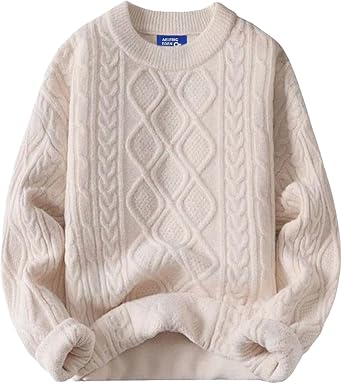 Aelfric Eden Womens Oversized Cable Knit Crewneck Sweaters Long Sleeve Sweater Chunky Loose Outfits Pullover