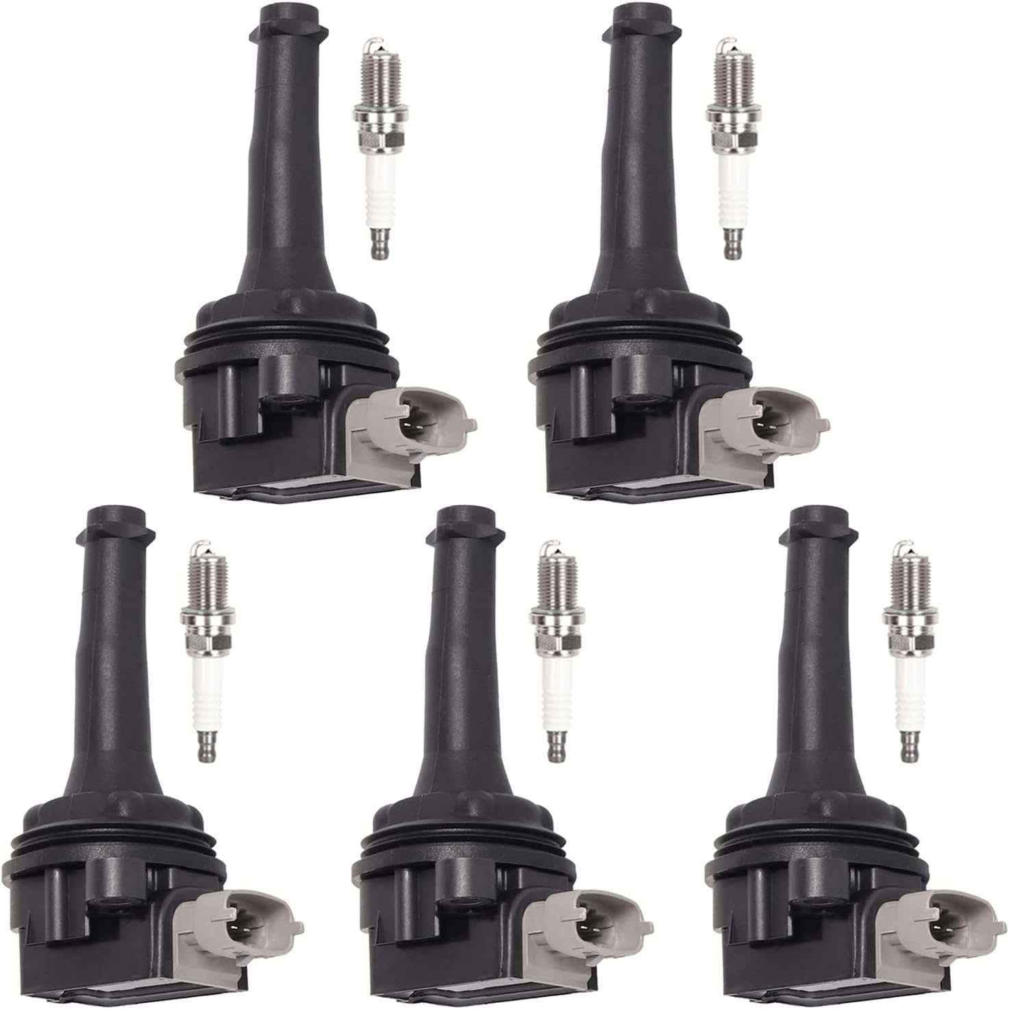 HIKARU PARTS 5pcs Ignition Coil Pack & Spark Plug Set