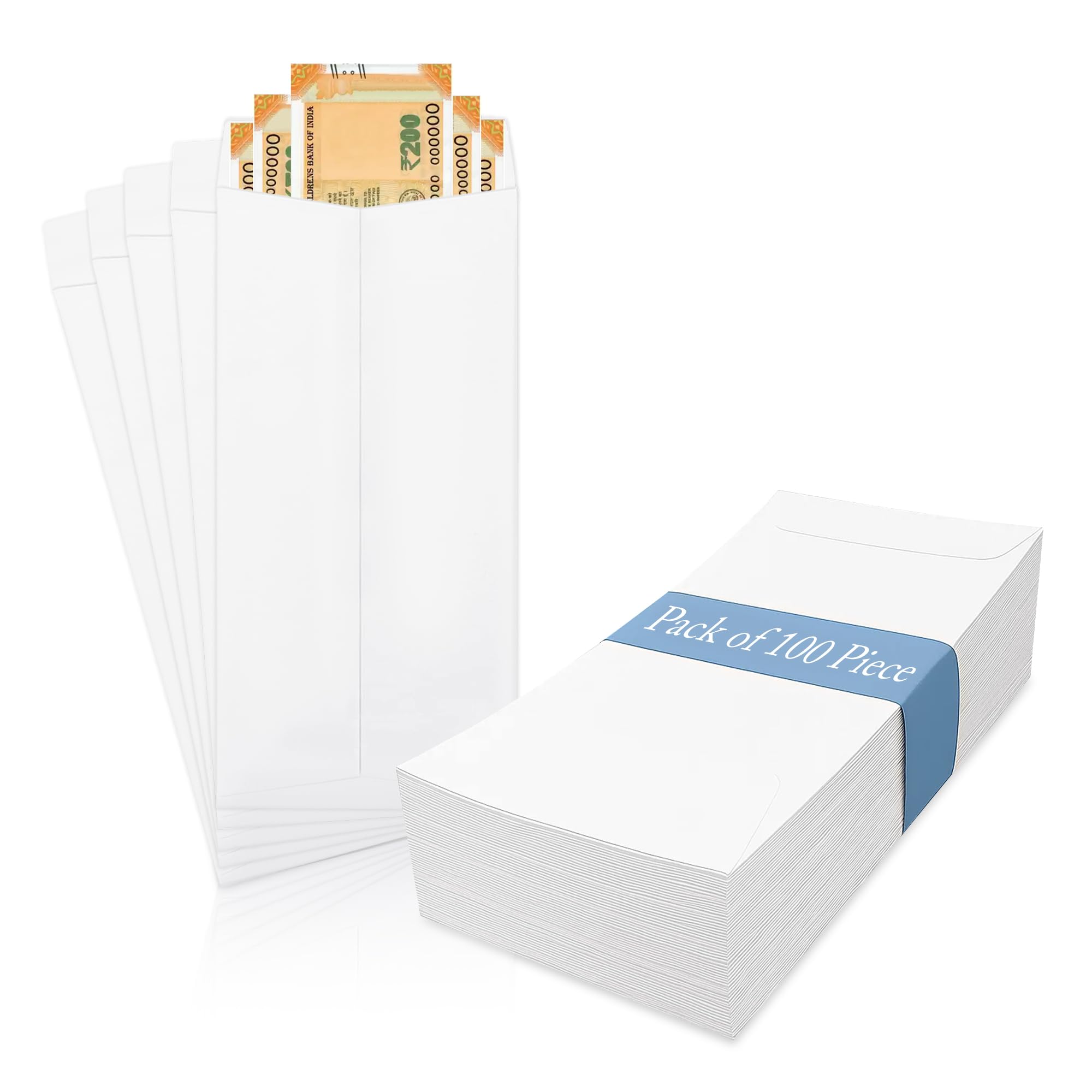 GLUN® Classic White Business Envelopes Pack of 100 Pieces or Cheques, Legal Documents & Invoices, Envelopes Size 4.5 x 10 Inch, 120 GSM Thick Paper Sheet silimier unlique title