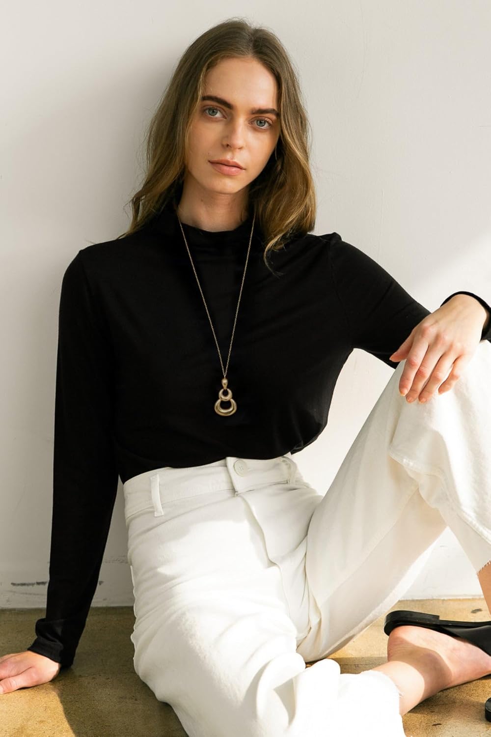 PEARLADA 18k Gold Plated Chain Long Necklace, Boho Sweater Necklace for Women, Geometric Pendant Y Necklace - Image 5