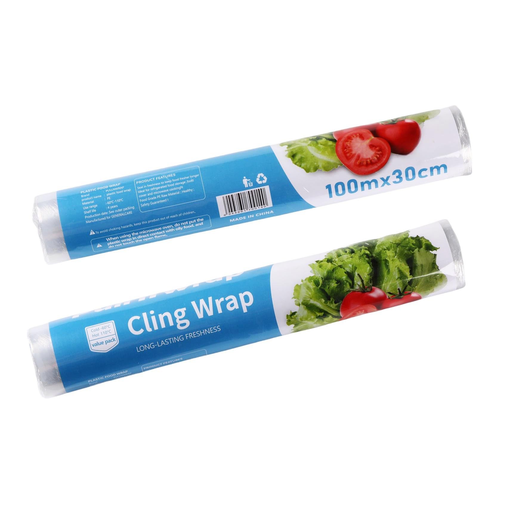 2 Rouleaux de Film Alimentaire 30 cm x 100 m, Adaptés au Distributeur de Film alimentaire Marque Quasziwa, Pratique pour la Conservation des Aliments en Cuisine. (Pack de 2)