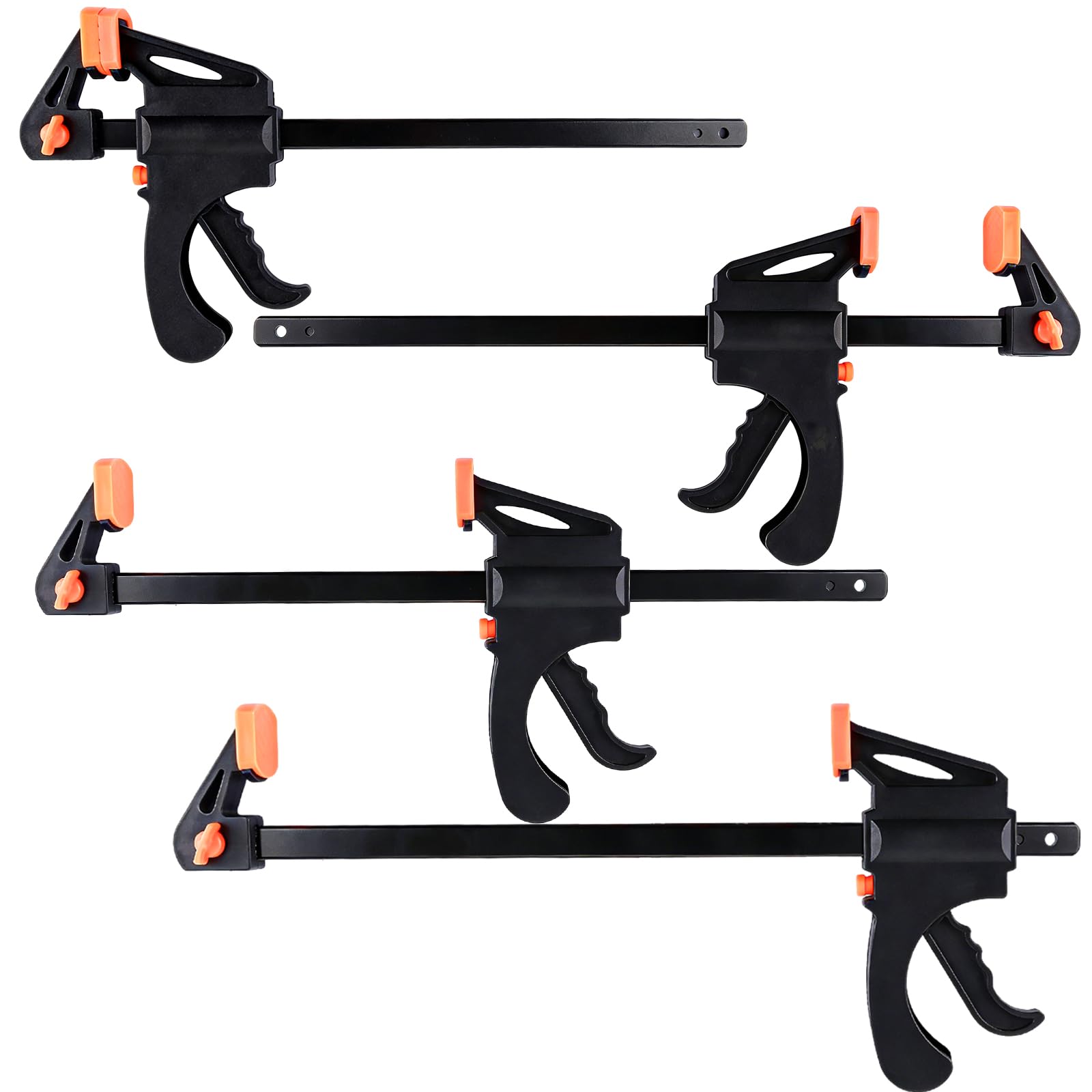YAYODS 4er Pack Einhandzwingen 250x60mm | Schnellspannzwinge mit Carbonstahl-Schiene | 2-in-1 Klemm- und Spreizfunktion | Professionelle Schraubzwingen für Holzarbeiten & Modellbau