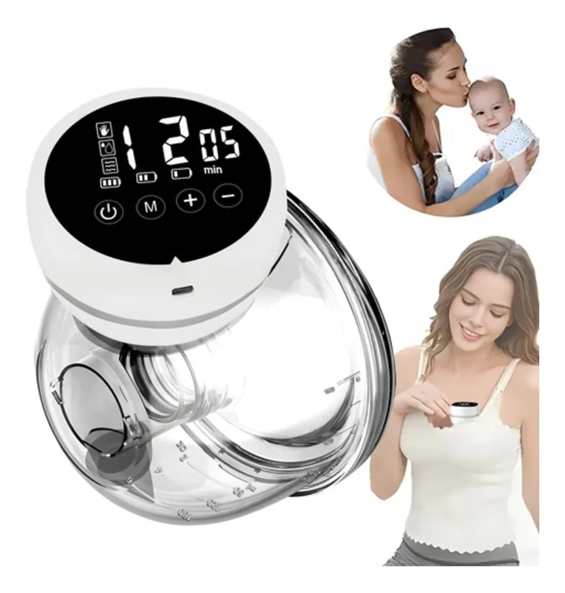MUMMAMIA Wearable Hands-Free Automatic Electric Breast Pump For Feeding Mothers, 4 Modes & 9 levels, Portable & Compact,1000 mah Rechargeable, Digital Touch Screen - 150 ml-image-46