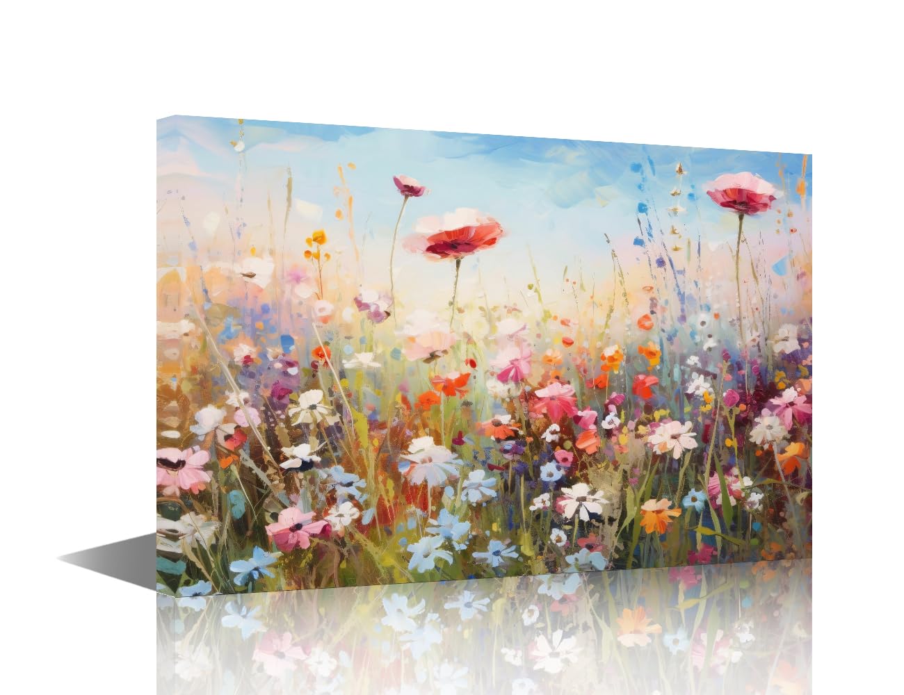 TISHIRON Wildflowers Wall Art for Bedroom Blooming Floral Canvas Painting Bloom Plant Large Wall Art for Living Room Contemporary Home Decor 1 Panels Stretched on Wooden Frame, 36x24in