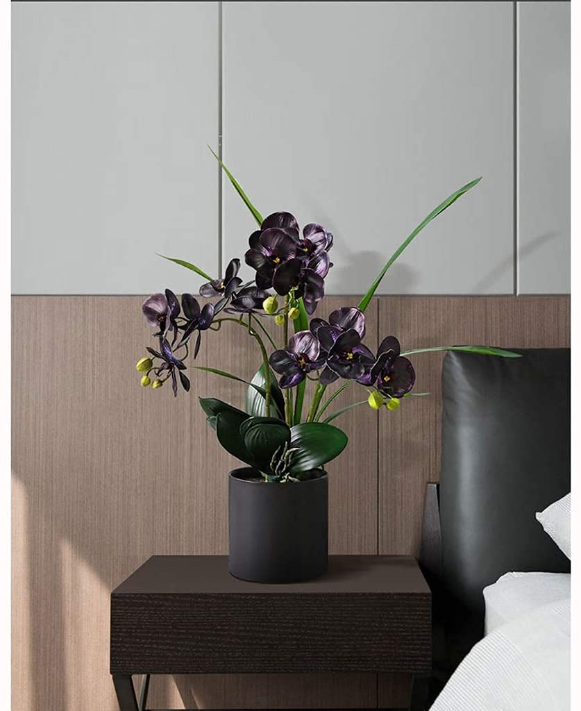 Fiori Artificiali Composizione Floreale Finta Phalaenopsis, Bonsai di Orchidea Artificiale in Vaso, Pianta di Fiori Artificiali per la Decorazione del centrotav