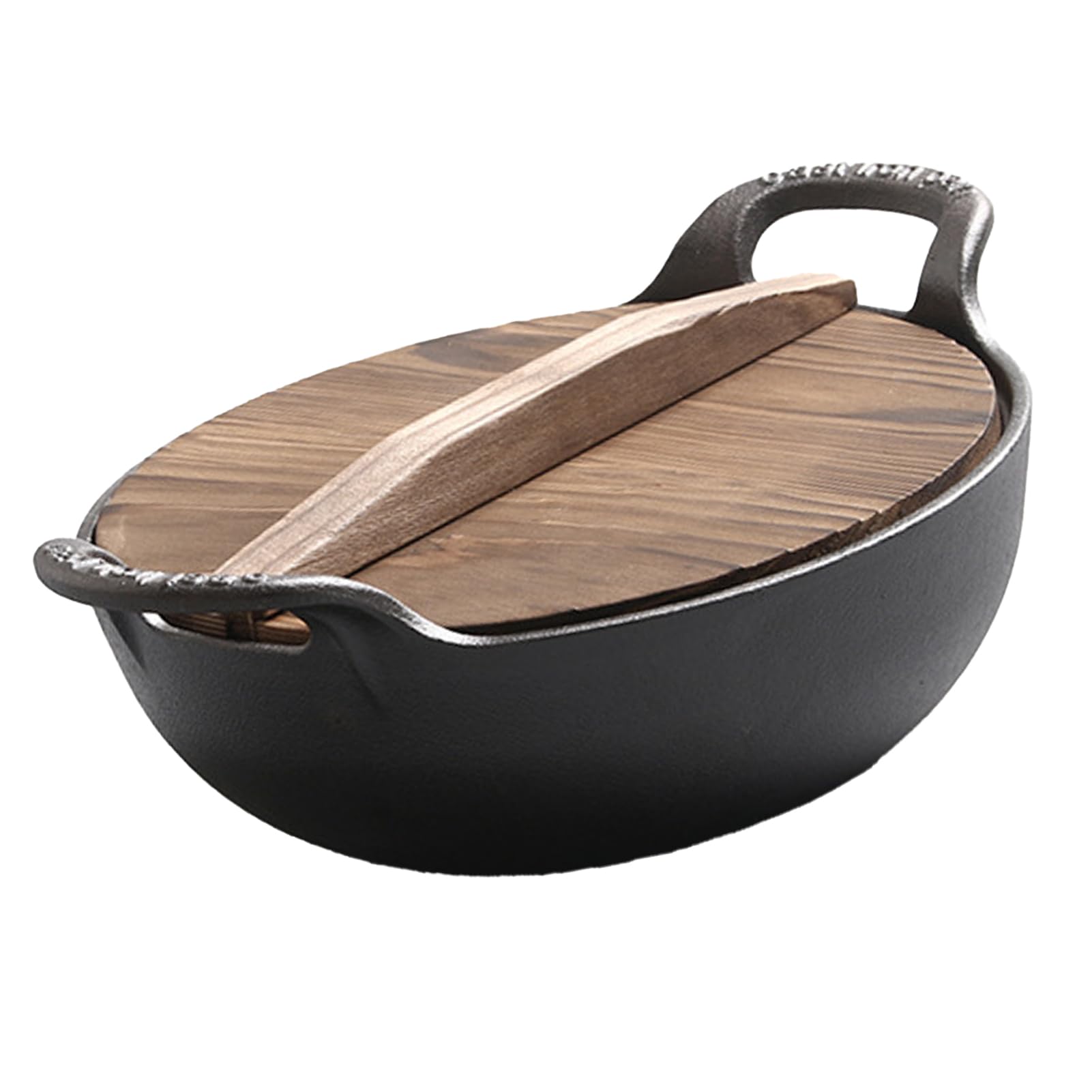 Mingzhe Dual Handle Cast Iron Wok With Lid Anti Stick Design For