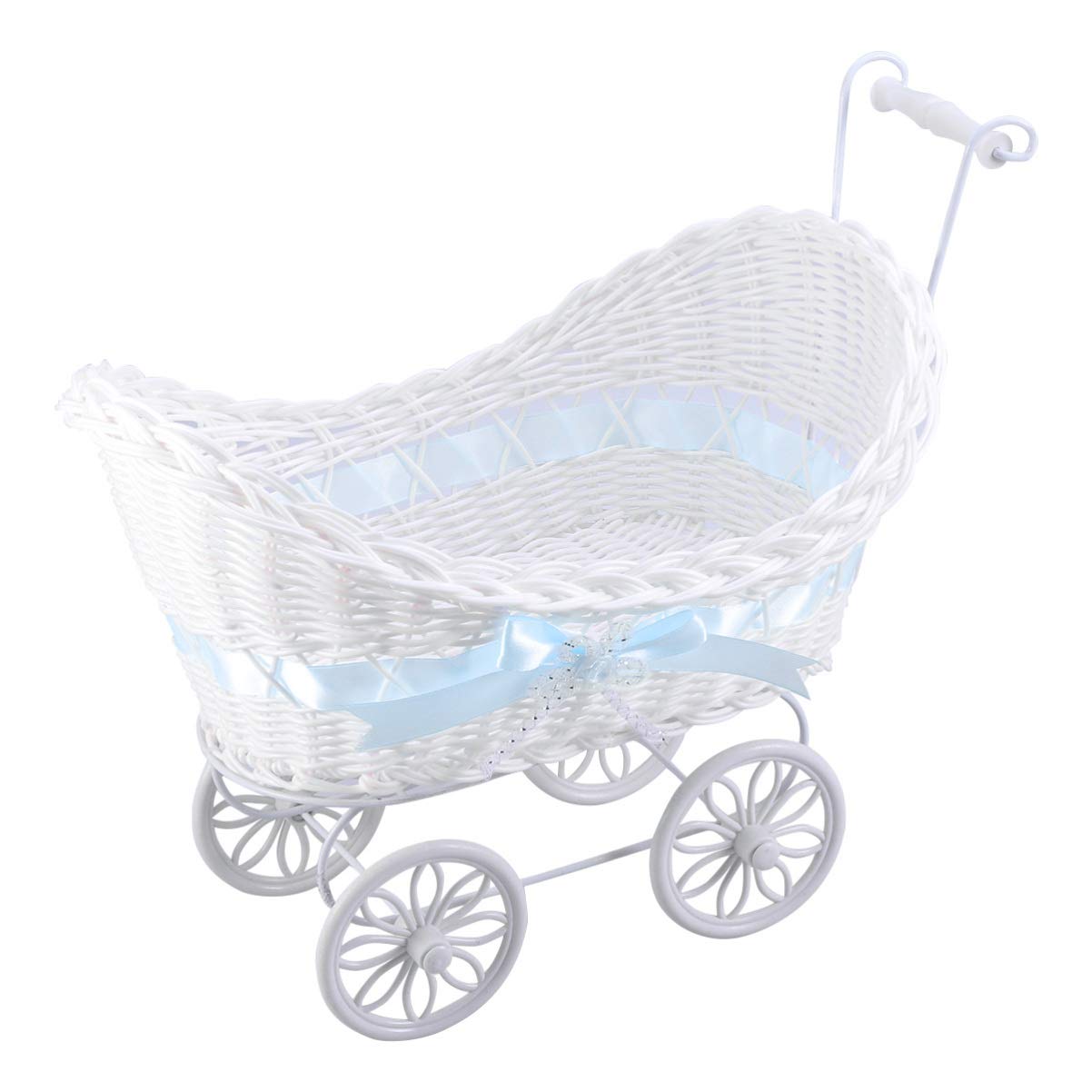 PRETYZOOM 1pc Ratton Stroller ????? Doll para Mujer Babyboy Carriage Wicker Shower Candy Boxes ???? Toy Stroller Ornaments Ratton Stroller Cane Tricycles Blue