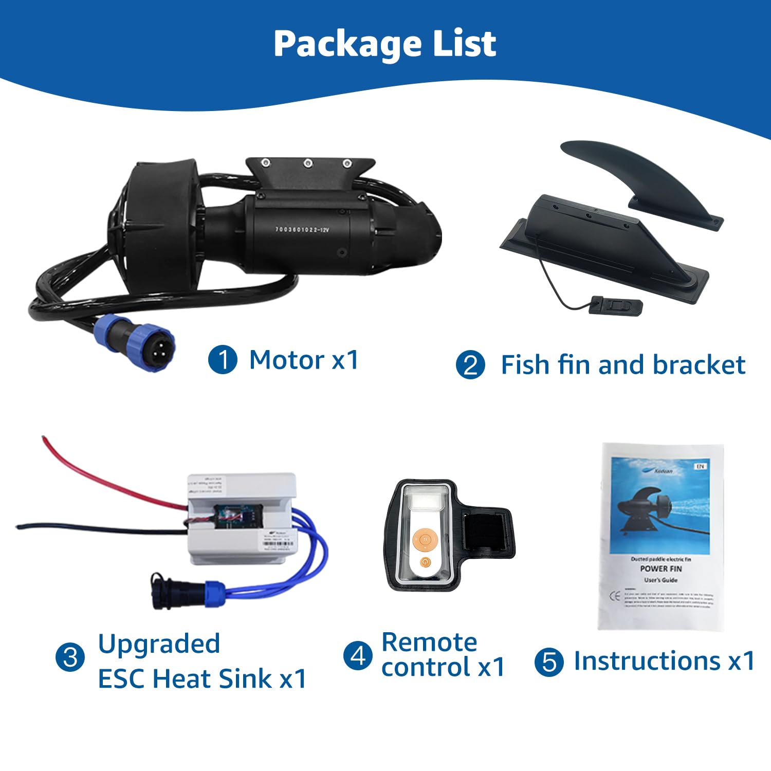 Motor de Pesca Subacuático para Bote Transat (Float Tube), Aleta Eléctrica para Kayak de Pesca y Tabla de Paddle Surf (SUP), 600W, 24V Empuje de 28 Libras (Sin batería)