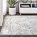 JONATHAN Y MDP100A-8 Modern Persian Vintage Medallion Indoor Area -Rug Country Floral Easy -Cleaning Bedroom Kitchen Living Room, 8 X 10, Light Grey