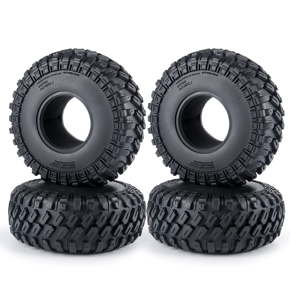 CNszlan 4PCS RC Tires 2.2inch RC Rubber Tyre Set 140mm/5.51inch with Foam Insert for 1/10 RC Crawler Axial SCX10 AX10 Wraith D90