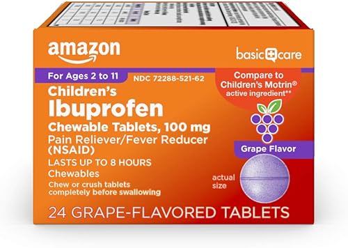 Tienda Basic Care - Tabletas masticables para niños, color morado, sabor uva, 24 unidades (paquete de 1)