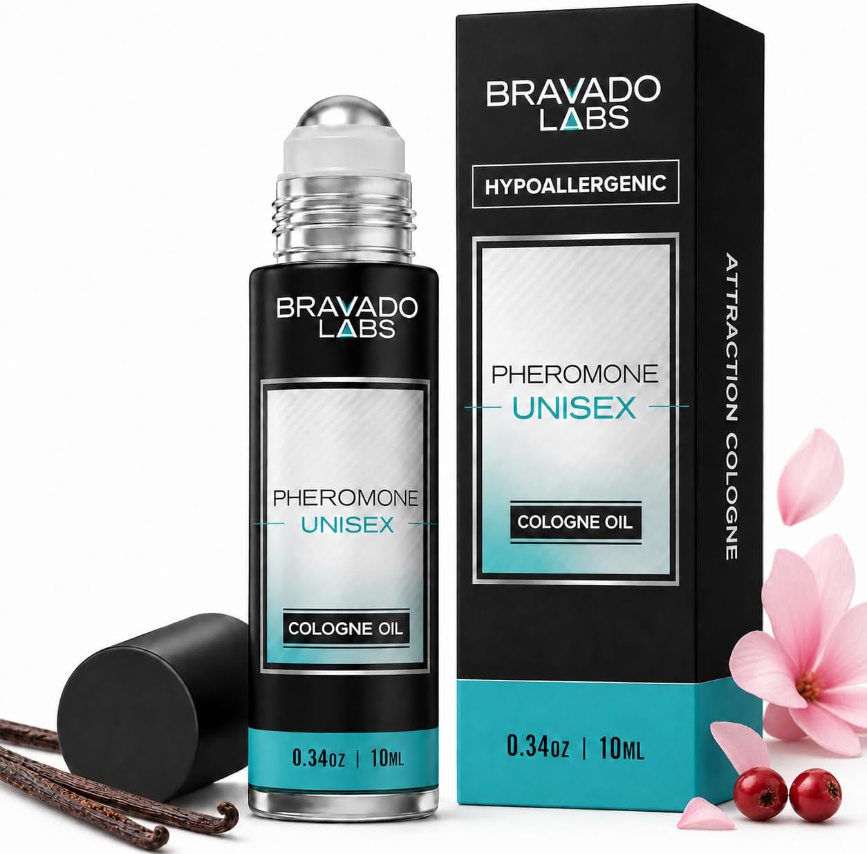 Bravado Labs Pheromones Perfume for Women - Unisex Cologne with Enhanced Scents - Roll On Perfume Oil for Confidence and Appeal - 10ml