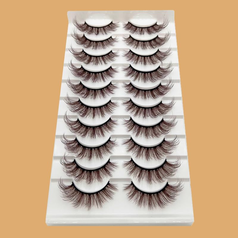 Miniatura 7 de Pestañas marrones de aspecto natural, pestañas postizas de color marrón oscuro, pestañas postizas de visón sintético, pestañas postizas esponjosas,