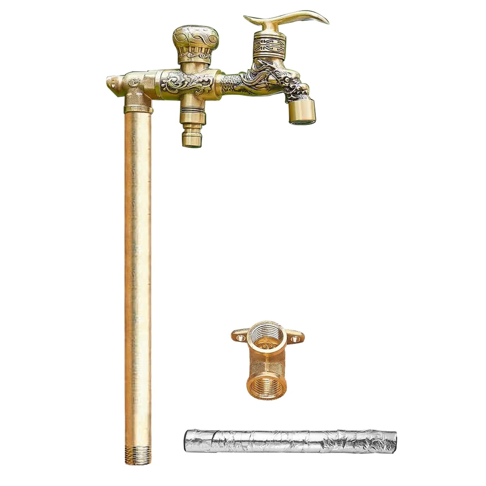 Xbtgs Gold Stylish 40 Cm Copper Vertical Water Column – Elegant En Outdoor Water Fountain With Double Outlet Tap And Antifreeze Cotton For Irrigation, -40Cm/16In