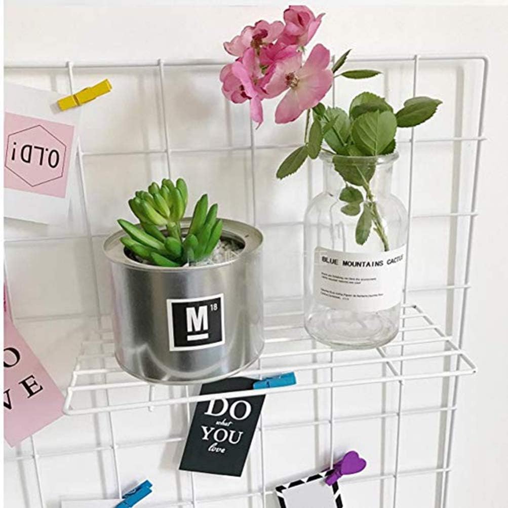 Beavorty 4pcs Hanging Straight Shelf Wire Wall Grid Small Wire Wall Organizer Display Shelf Rack Grid Panel 25x10cm White