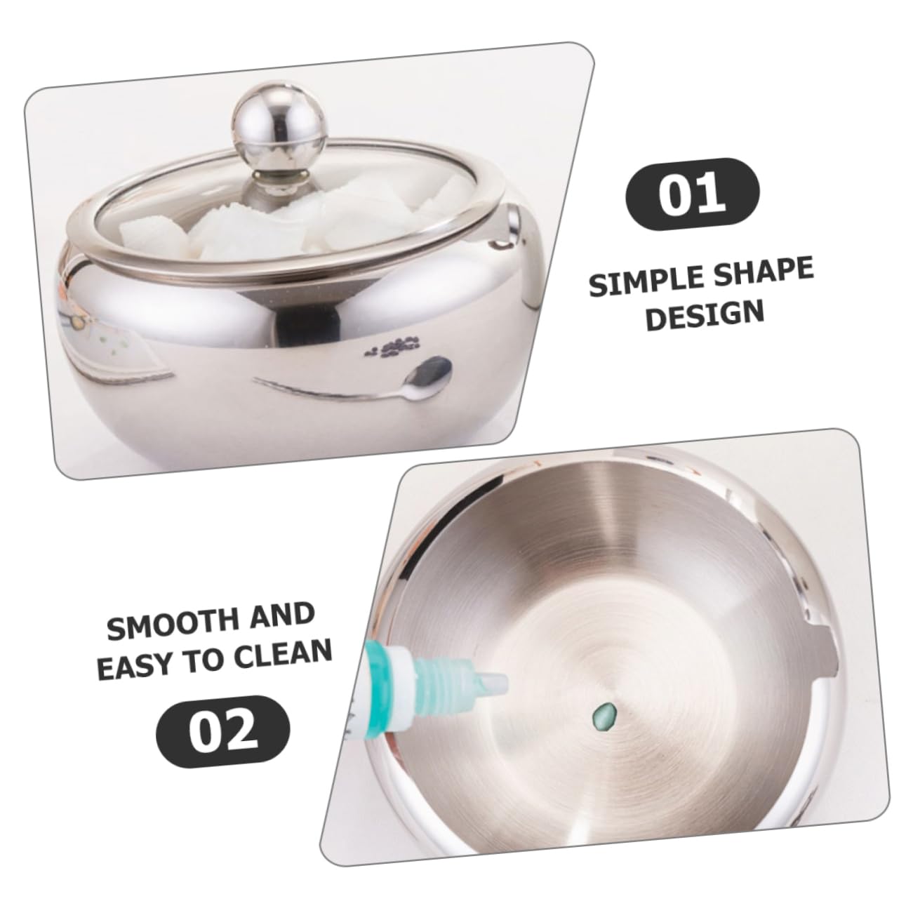 Azucarero de acero inoxidable con tapa de cristal, recipiente de metal para condimentos, tarro de especias de grado 304, almacenamiento duradero de cocina para azúcar, especias y condimentos