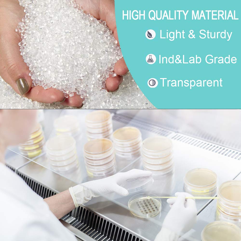 20 Pz Piastra di Petri Capsule Petri Plastica Trasparenti Piastre Coltura Batterica 90 mmx15 mm con 20 PCS Pipette di Trasferimento in Plastica 3ml per Laboratorio Esperimento Biologia